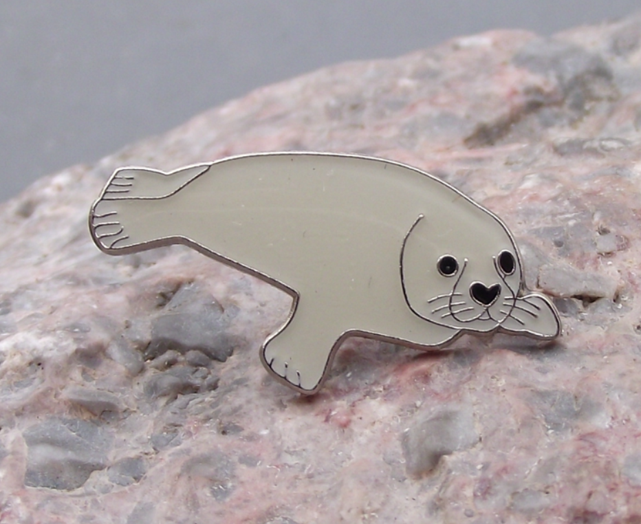 Fluffy White Baby Harp Seal Pup Cute Marine Mammal Animal Brooch Pin Badge