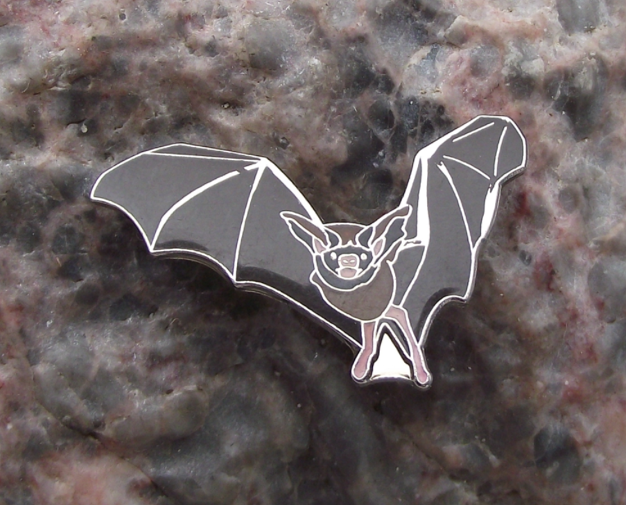 American Flying Brown Horseshoe Bat with Long Ears & Flat Pig Nose Tie Pin Badge