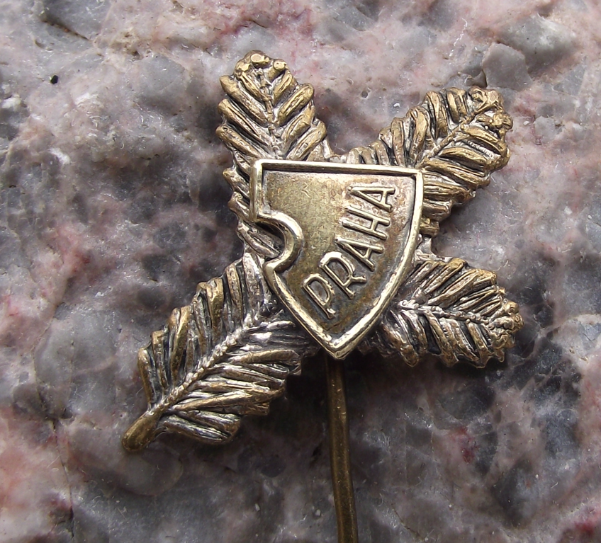 Vintage Prague Praha Pine Branch Czech Hunters Emblem Hunting Union Pin Badge