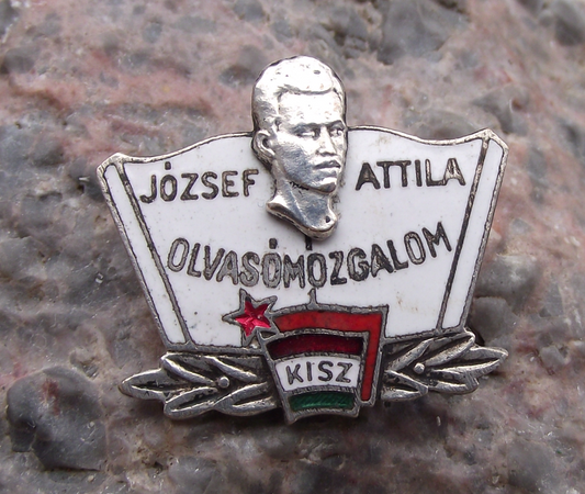 Vintage Hungary Pioneer Youth Communist League Attila József Poet Pin Badge