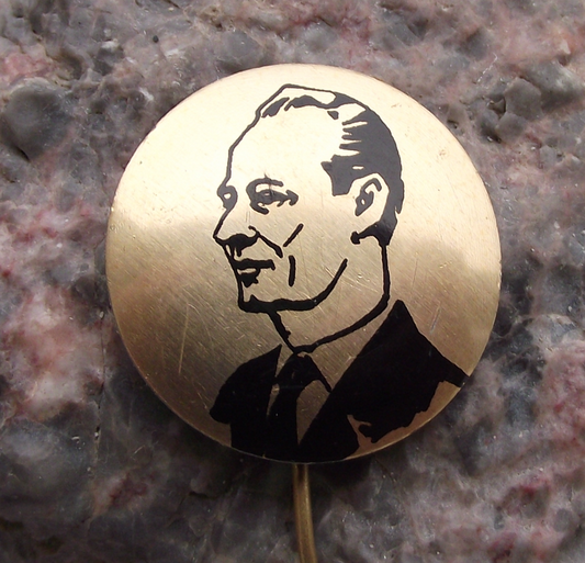 Vintage Czech President Alexander Dubcek Czechoslovakia Communist Pin Badge