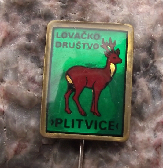 Vintage Croatia Hunting Association Plitvice Forests Deer Stag Pin Badge