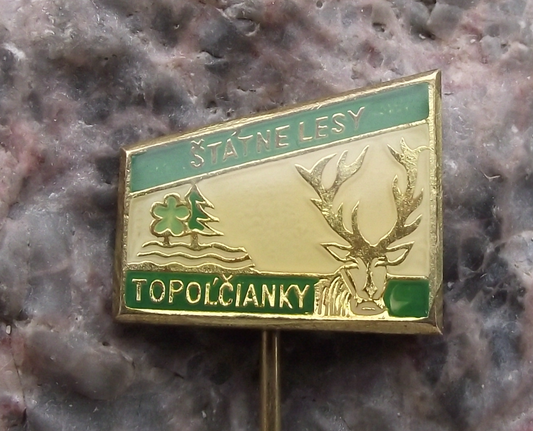 Vintage Czech Hunting Association CMS Topolcany State Forestry Stag Pin Badge