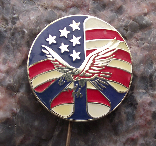 Vintage CND Nuclear Disarmament Peace American Eagle Flag  Pin Badge