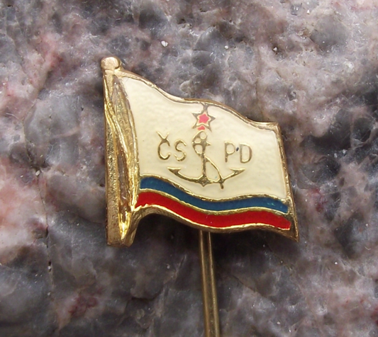 Vintage Czech Waterways CSPB Ship Boat Transport Shipping Flag Pin Badge