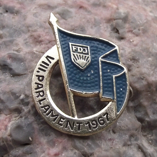 1967 FDJ Freie Deutsche Jugend East German Youth 8th Parliament Pin Badge