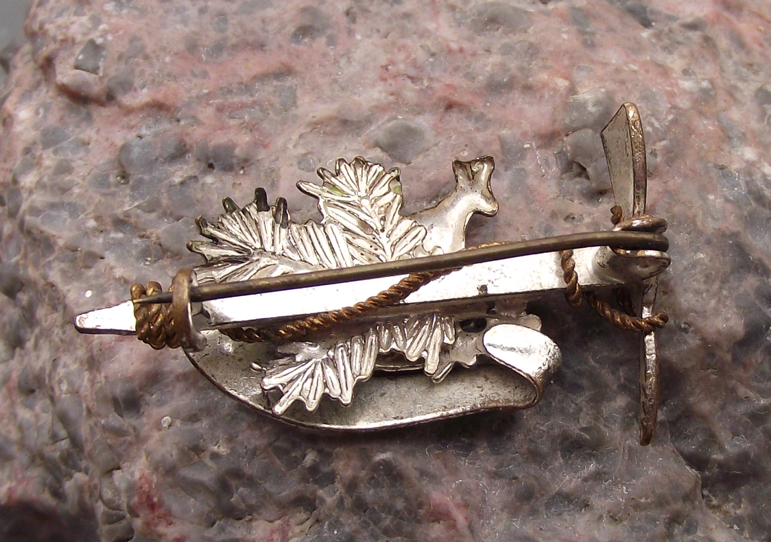 Vintage Austria Maria Dreieichen Deer Hunters Edelweiss Axe Pin Badge