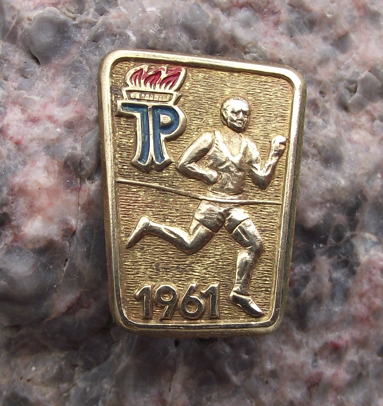 1961 Thalmann Pioneer East Germany Youth Athletics Winning Line Pin Badge