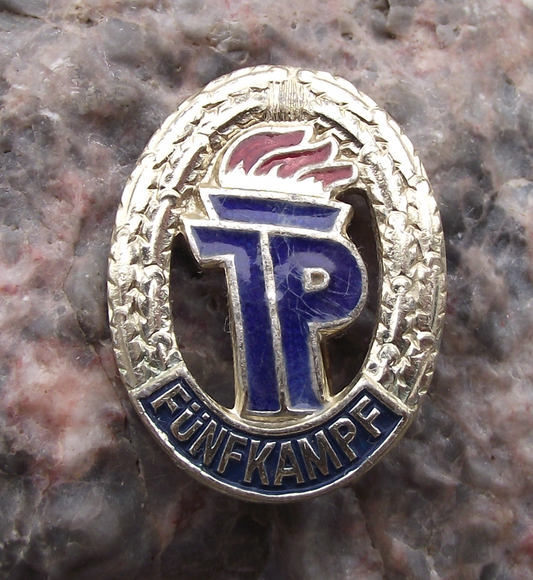 Vintage Thalmann Pioneer DDR Pentathlon Funfkampf Athletics Award Pin Badge