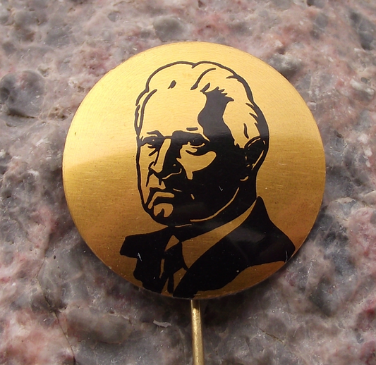 Vintage Czech President Ludvik Svoboda Czechoslovakia Communist Pin Badge