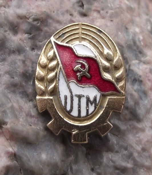 Vintage UTM Union of Communist Youth Romania Young Communism Pin Badge