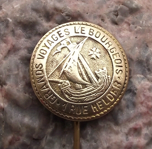 Vintage France Travel Agent 1 Rue Helder Paris Sailing Ship Pin Badge