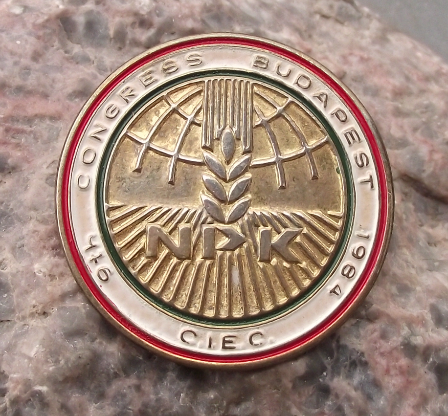 1984 Hungary Budapest 9th CIEC World Fertilizer Congress NPK Pin Badge