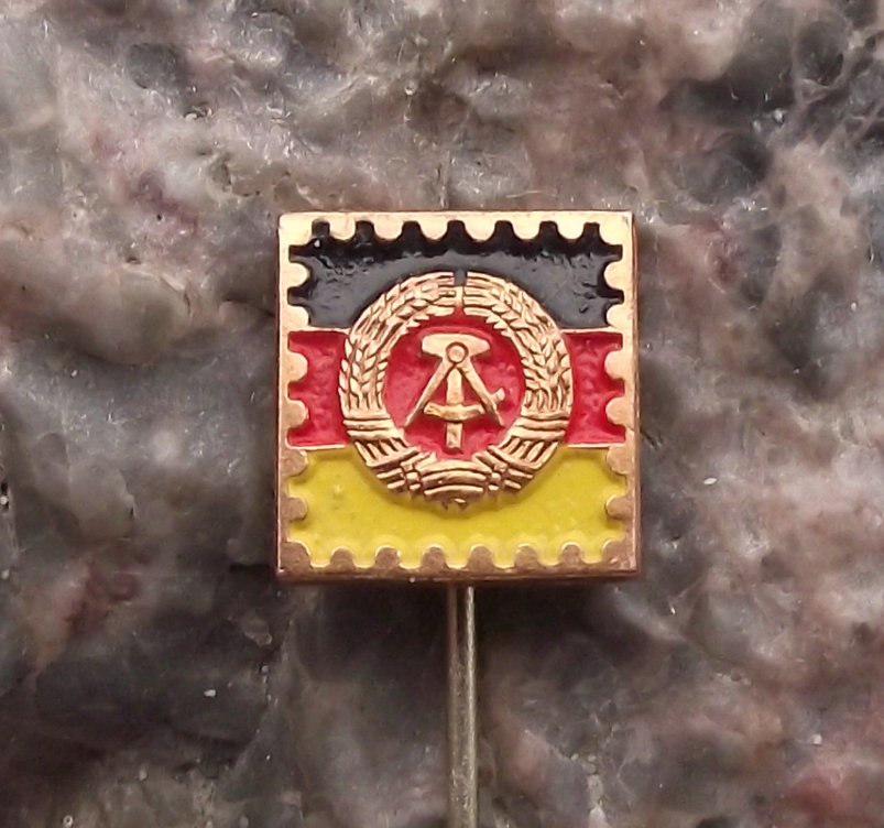 Vintage East German DDR Hammer Compass Postage Stamp Pin Badge