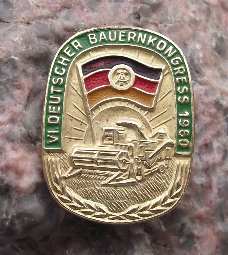 1960 East Germany Rostock Farmers Congress Combine Pin Badge