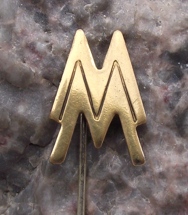 Vintage MM Initials Leipzig Messe East German Trade Fair Logo Pin Badge