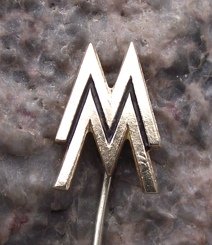 Vintage MM Initials Leipzig Messe East German Trade Fair Logo Pin Badge