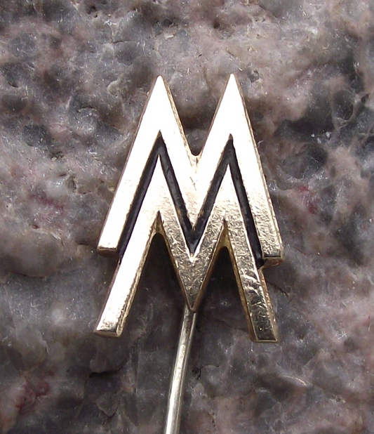 Vintage MM Initials Leipzig Messe East German Trade Fair Logo Pin Badge