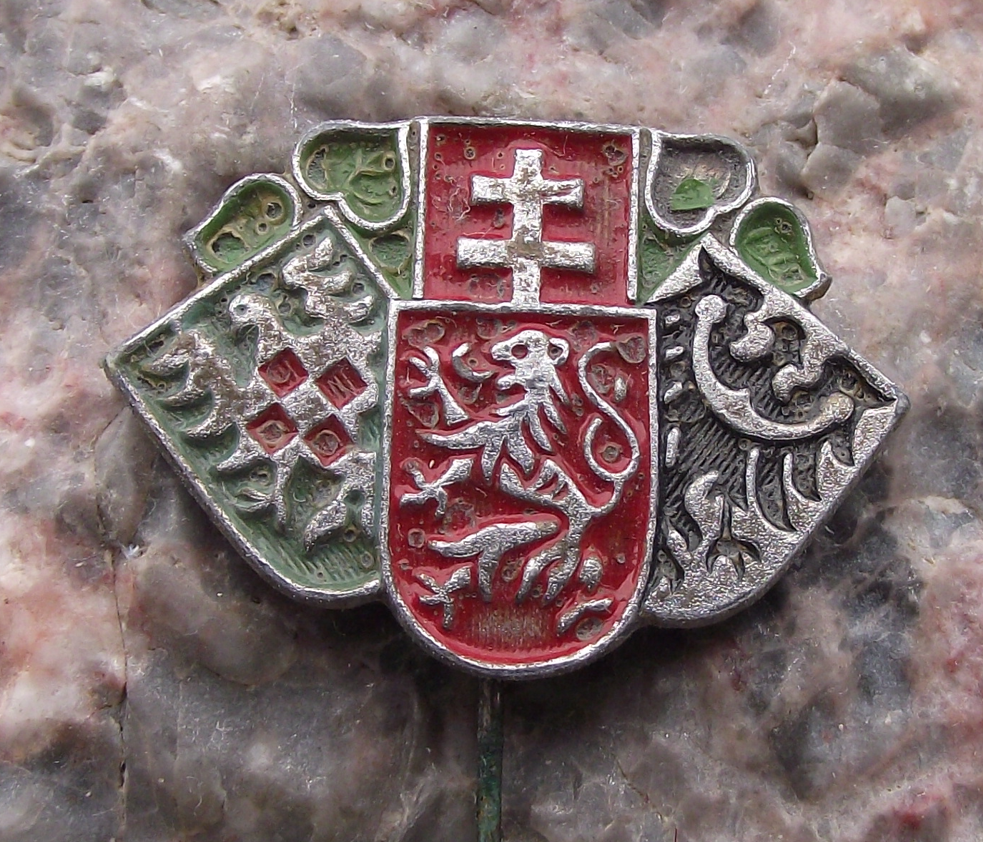 Vintage Czechoslovakia Silesia Moravia Bohemia Coat of Arms Pin Badge