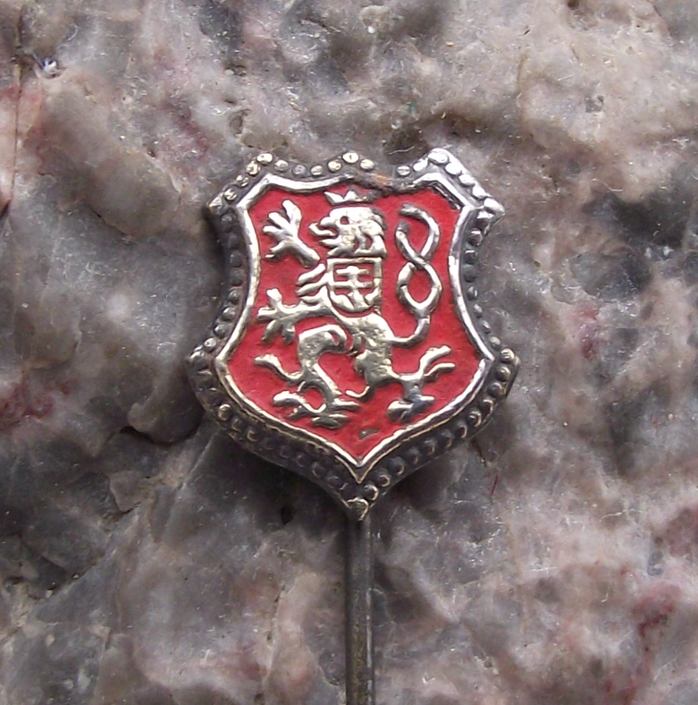 Vintage Czechoslovakia Rampant Lion Coat of Arms Red Shield Pin Badge