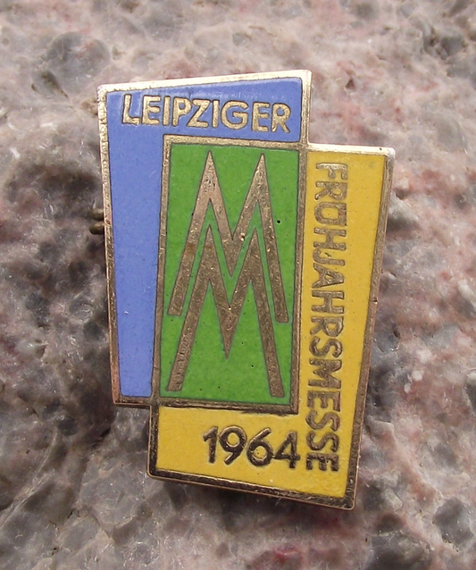 1964 MM Leipzig Messe East German Trade Fair DDR GDR Logo Pin Badge