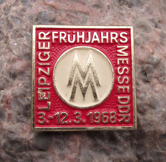 1968 MM Leipzig Messe East German Trade Fair DDR GDR Logo Pin Badge