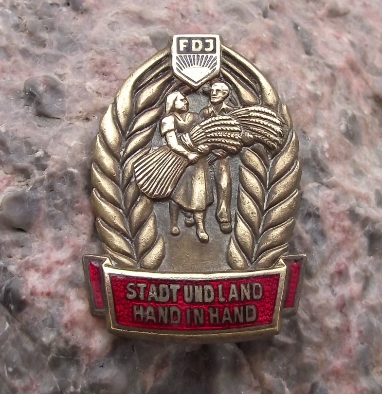 Vintage FDJ Freie Deutsche Jugend East German Farming Pin Badge