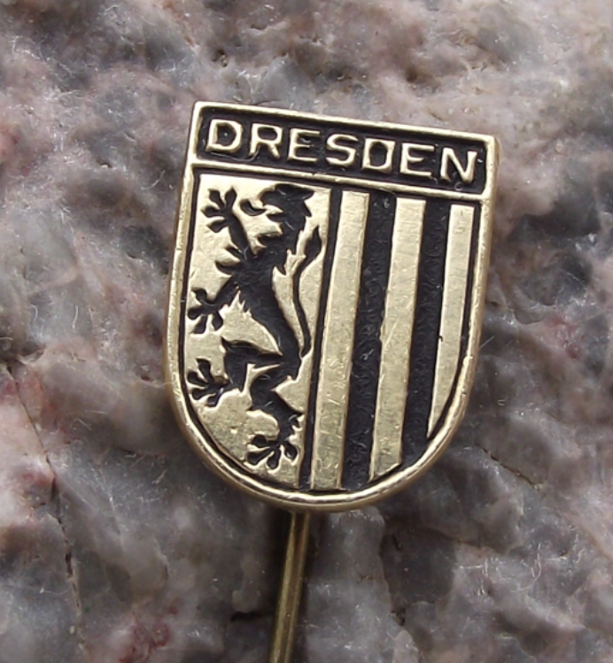 Vintage Dresden East Germany DDR Coat of Arms Heraldic Crest Pin Badge