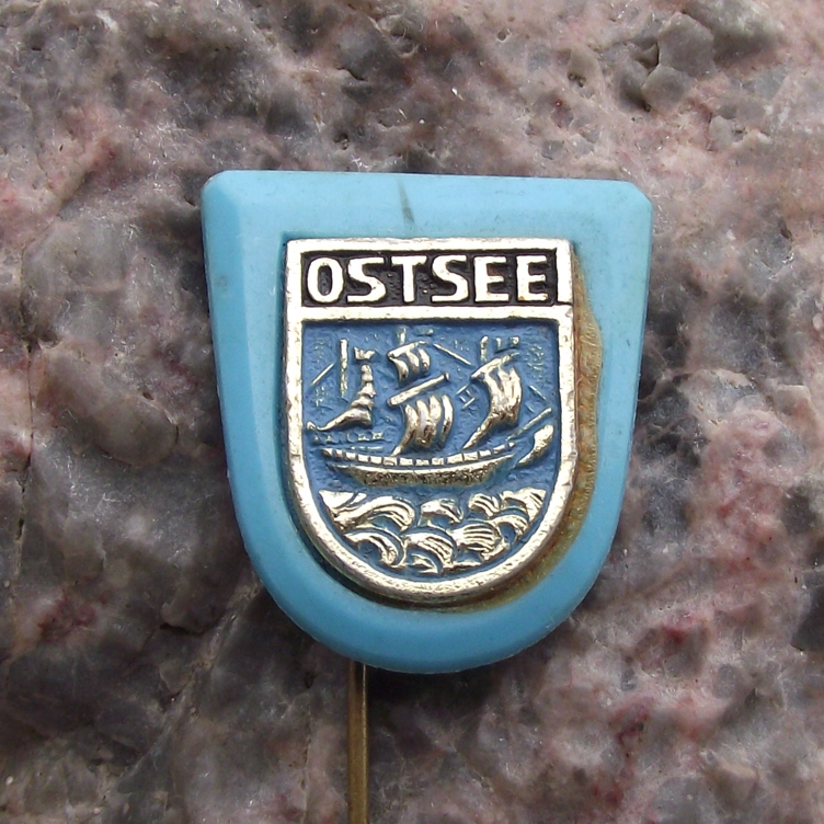 Vintage Ostsee East Germany DDR Coat of Arms Heraldic Crest Pin Badge