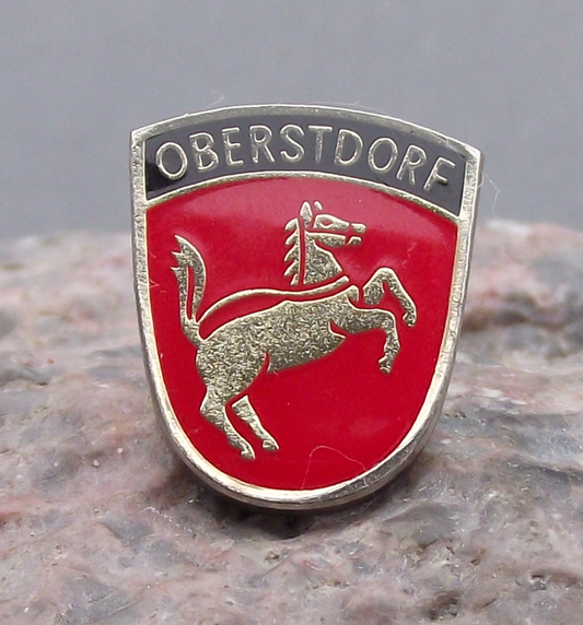 Oberstdorf German City Horse Heraldic Crest Souvenier Shield Pin Badge