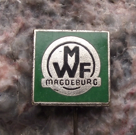 Vintage German MWF Magdeburg Engineering Lathes Pin Badge