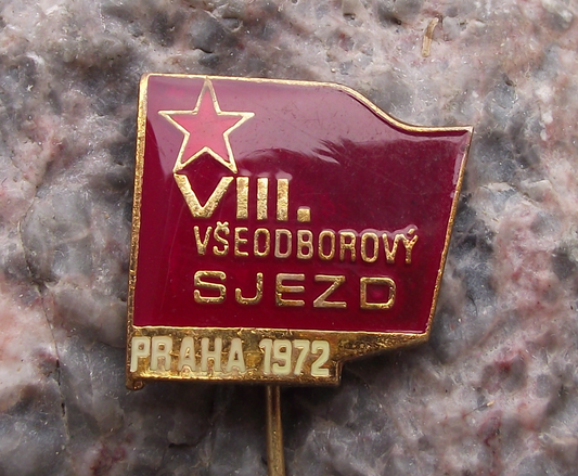 1972 Czechoslovakia ROH 8th All Trade Union Conference Prague Pin Badge