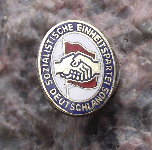 Vintage Socialist Unity Party of Germany SED Logo Screw Type Badge