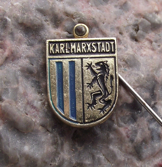 Vintage Karl Marx Stadt East German DDR Heraldic Crest Chain Pendant