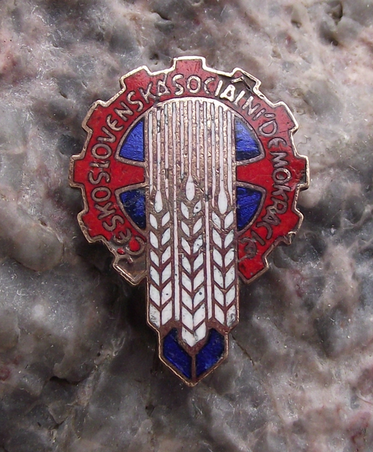 Vintage Czechoslovakia Social Democratic Party Wheat Logo Brooch Pin Badge