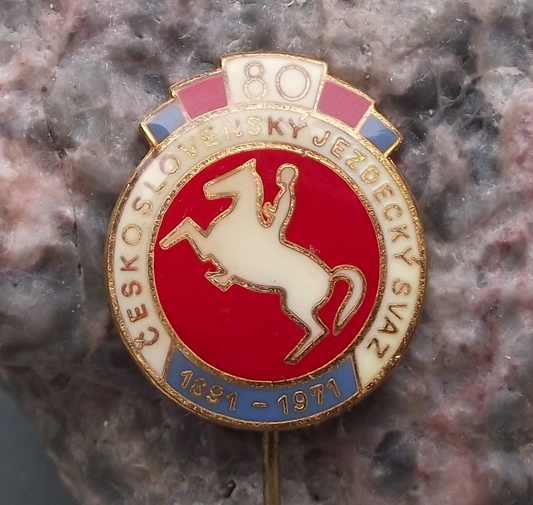 1971 Czechoslovakia Equestrian Society 80th Anniversary Horse Pin Badge