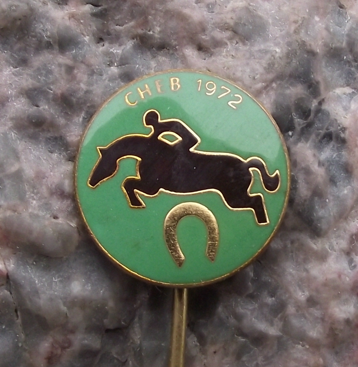 1972 Black Jumping Pony Cheb Equestrian Horse Racing Pin Badge