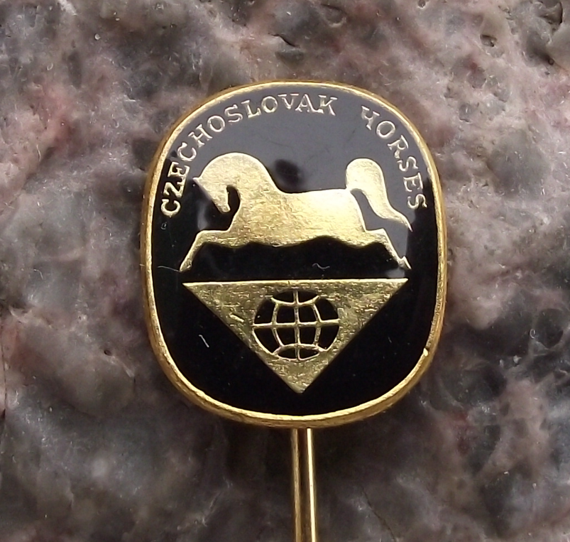 Vintage Czechoslovakia Horses Breeding Pony Export Firm Pin Badge