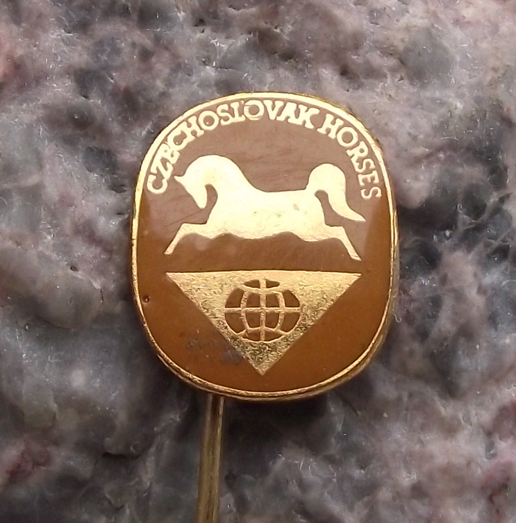 Vintage Czechoslovakia Horses Breeding Pony Export Firm Pin Badge