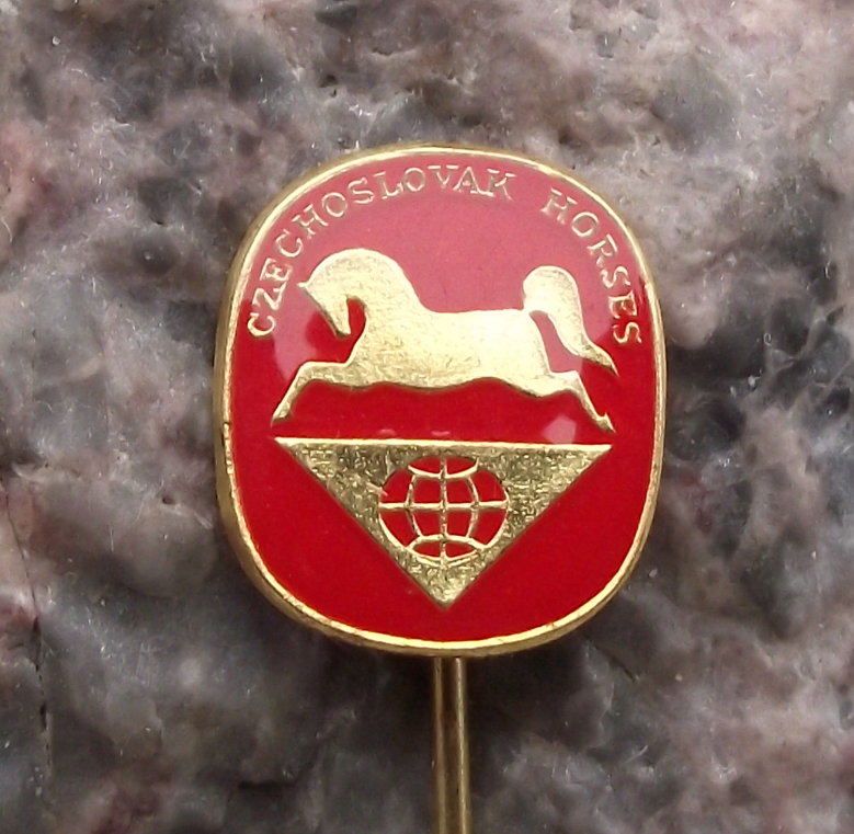 Vintage Czechoslovakia Horses Breeding Pony Export Firm Pin Badge