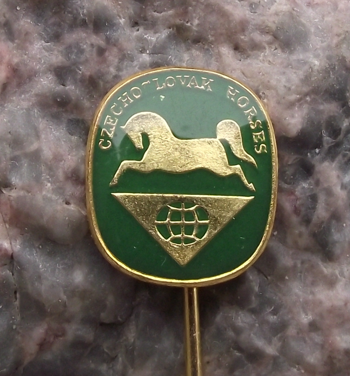 Vintage Czechoslovakia Horses Breeding Pony Export Firm Pin Badge