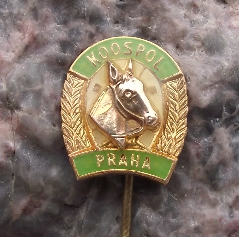 Vintage Koospol Prague Horse Equestrian Centre Horseshoe Pin Badge