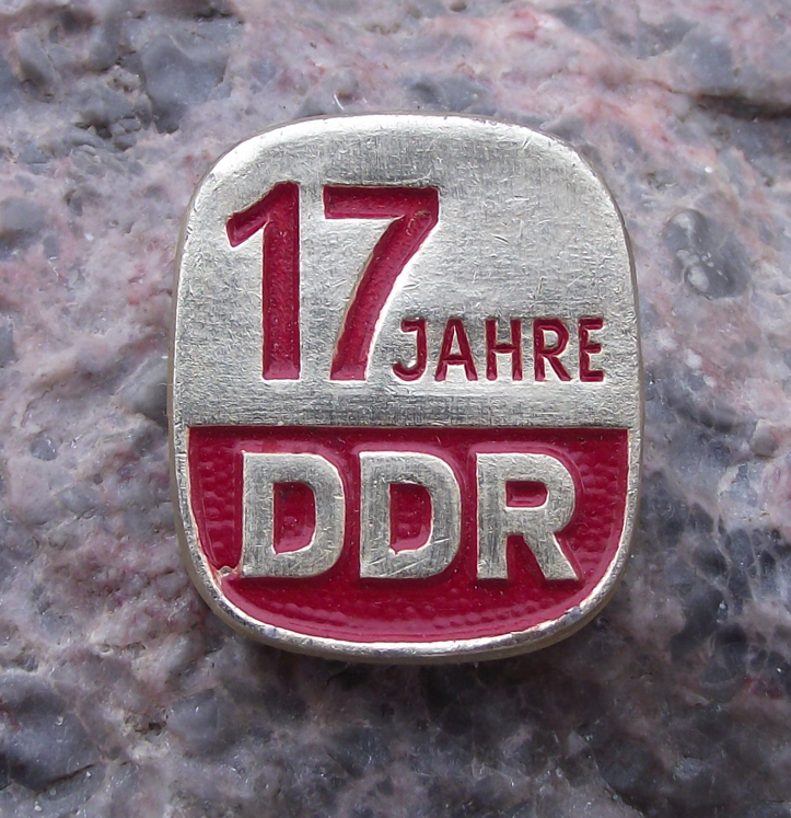 1966 German DDR GDR 17th Anniversary East Germany Pin Badge