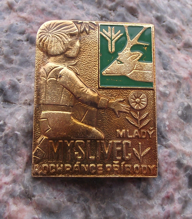 Vintage Young Hunter Nature's Defender and Protector Czech Youth Pin Badge