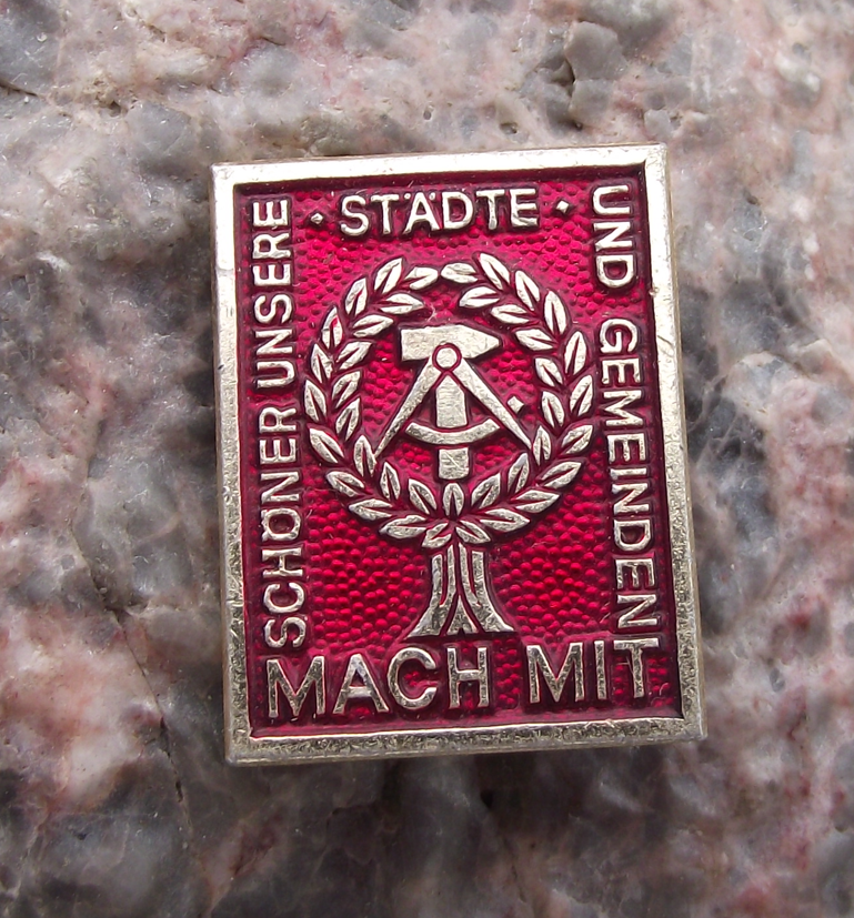 Vintage NAW MACH MIT East German Volunteer Worker DDR GDR Pin Badge