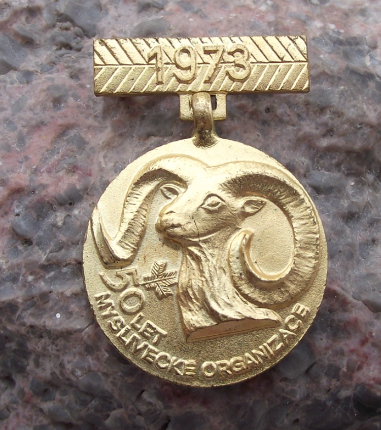 1973 Czech Hunting Association CMS Mouflon Anniversary Medal Pin Badge