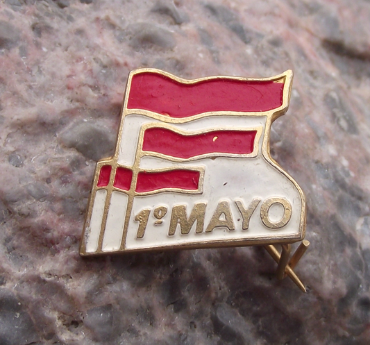 Vintage Rare Cuba May day Mayday 1st Red Flags Celebration Pin Badge