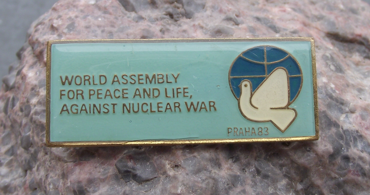 1983 World Assembly for Peace & Life Against Nuclear War Dove Pin Badge