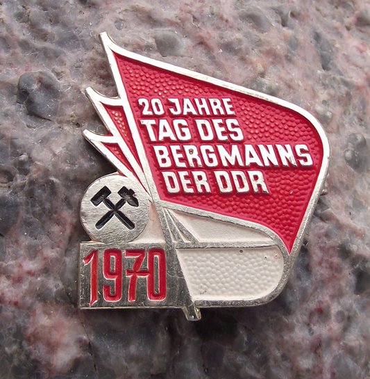 1970 East Germany DDR National Miners Day Coal Mining Anniversary Pin Badge