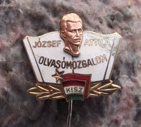 Vintage Hungary Youth Communist League Attila Jozsef Poet Pin Badge